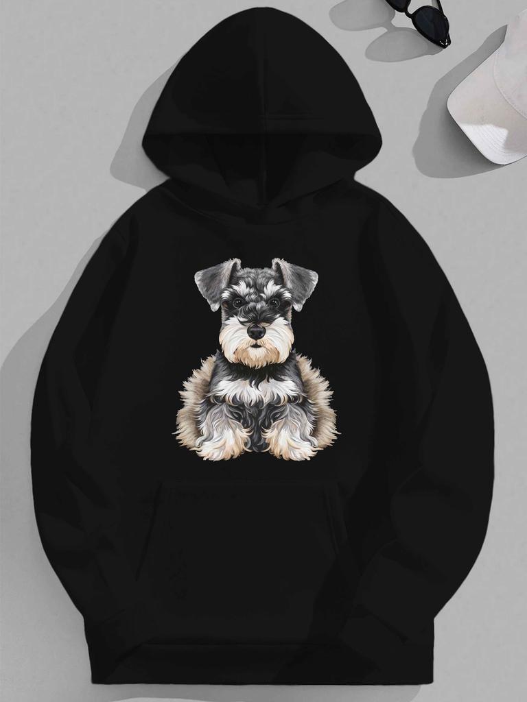 Schnauzer Illustration JPH-9 Plus Size Unisex Hooded Sweatshirt, PLUS SIZE
