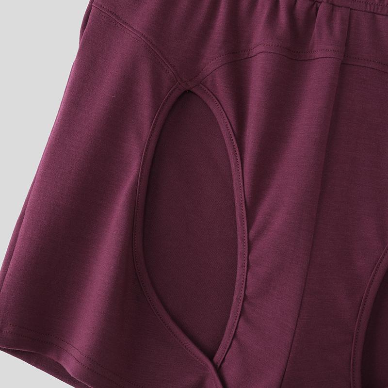 Men Elastic Waist Back Cutout Home Wear Mini Pants Shorts Pajamas