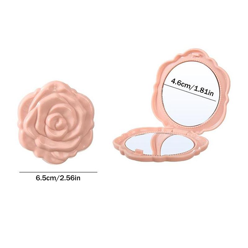 1Pcs Portable Retro Rose Flower Mini Mirror Small Pocket Makeup Mirror Double Sided Hand Mirrors Compact Cosmetic Beauty Tool