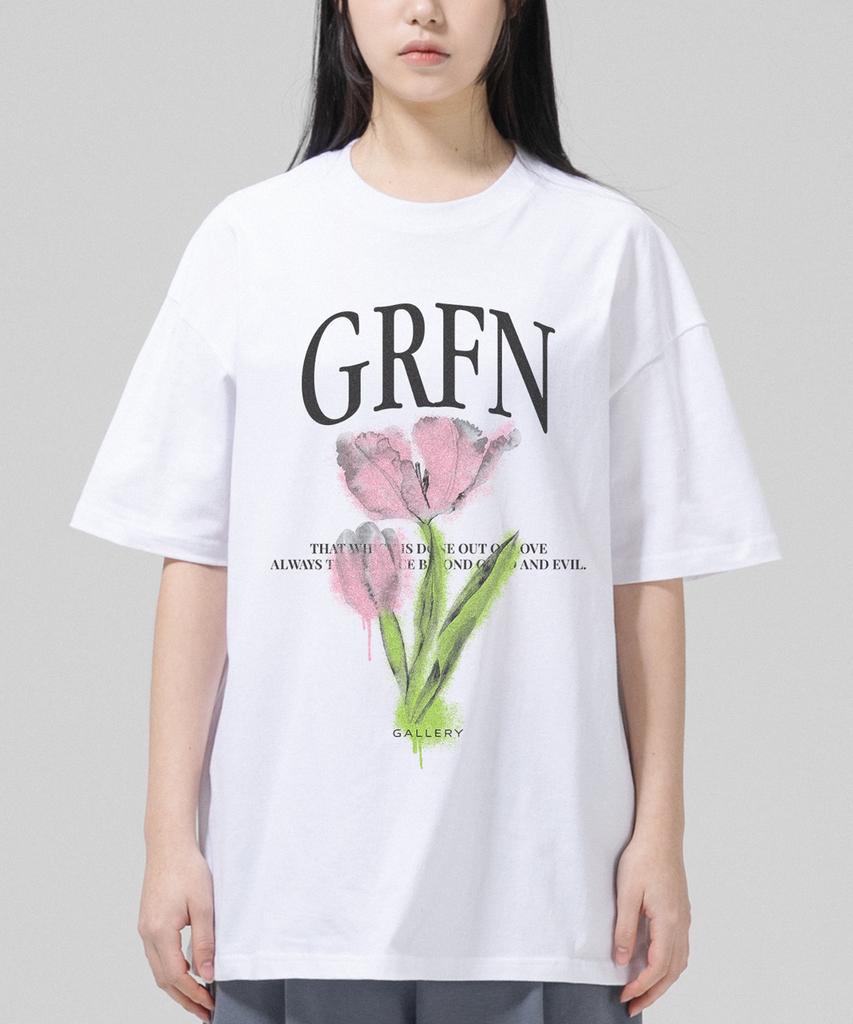Geulaenpini Logo Flower Oversized Short Sleeve T-Shirt - White