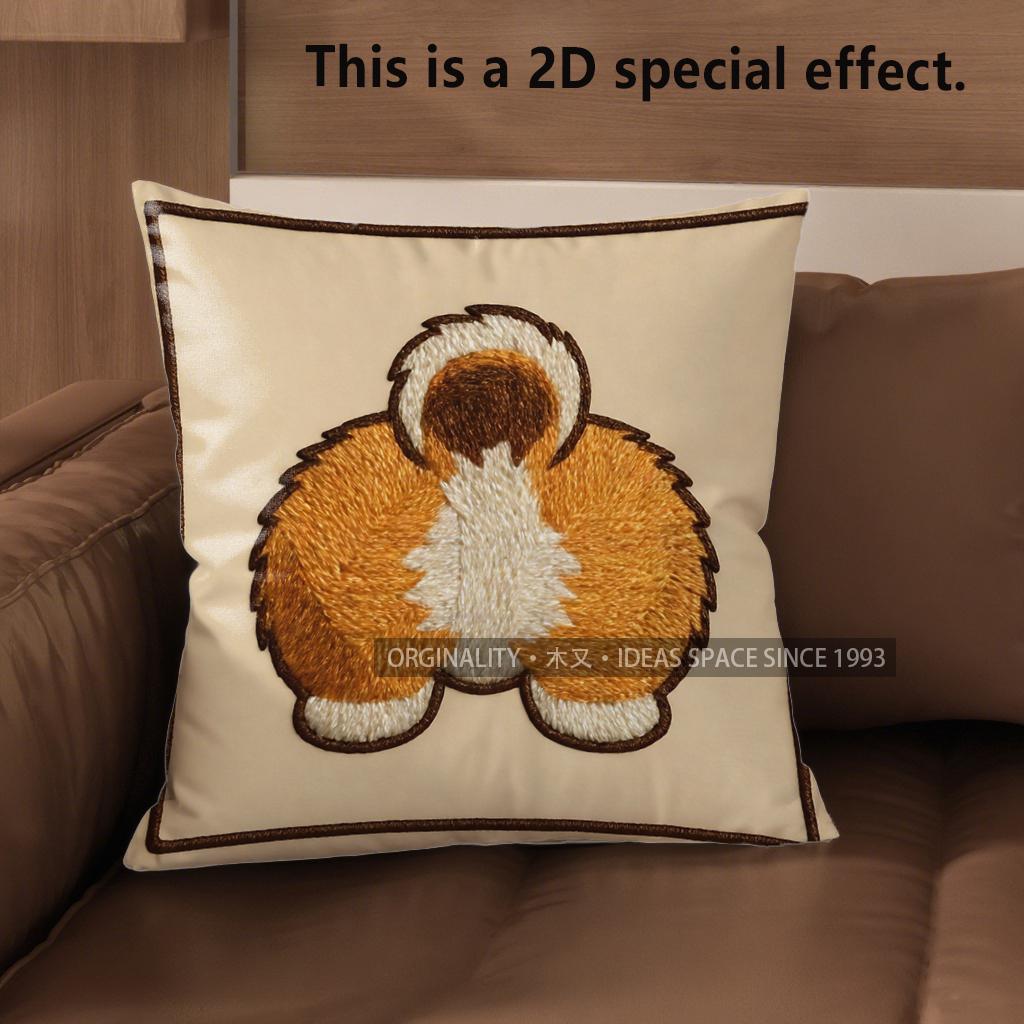 2D Cute Pembroke Welsh Corgi Butt Pillows Pattern Cushion Cover Suitable For Sofa Bedroom Car Pillow Cover