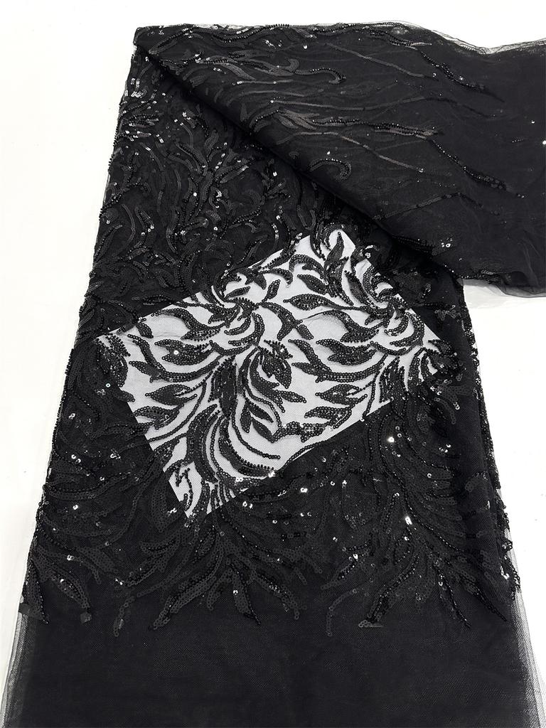 Wine Red African Beaded Lace Fabric Sequins Embroidery 2025 High Quality French Mesh Lace Fabrics for Women Designs Party Sewing