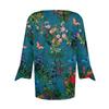 Women's Top Loose Casual V-neck Printed Blouses Bell 3/4 Sleeve T-shirt