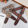 Guitar Strap Bass Cotton Leather Embroidery Straps Adjustable Neck Strap Electric Acoustic Guitar Bass Accessories