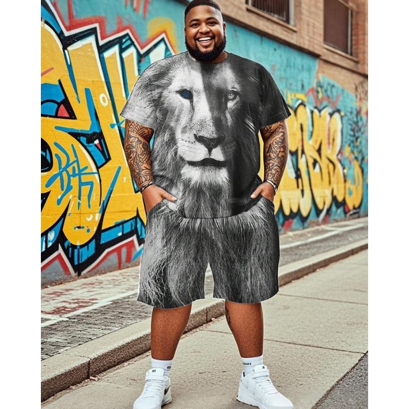 S-9XL Large Size Men's Suit - Juneteenth Short Sleeve T-Shirt Shorts Two-Piece Set