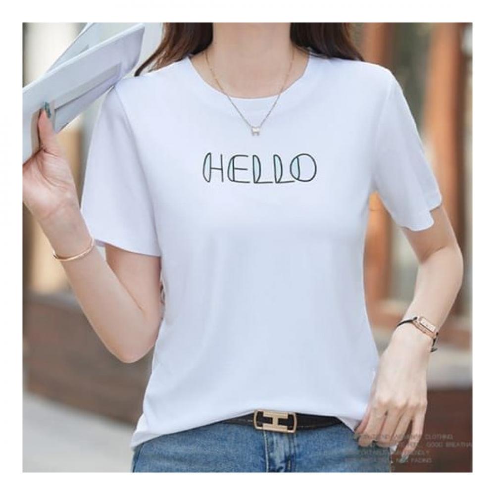 Navava Women Hello LeTTering Round Neck T shirT nT1670