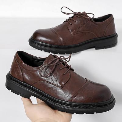 Scarpe Eleganti in Pelle Business Casual, Scarpe in Pelle Stile Britannico Formali Business Primavera-Autunno, Scarpe Basse Casual Stringate in Pelle