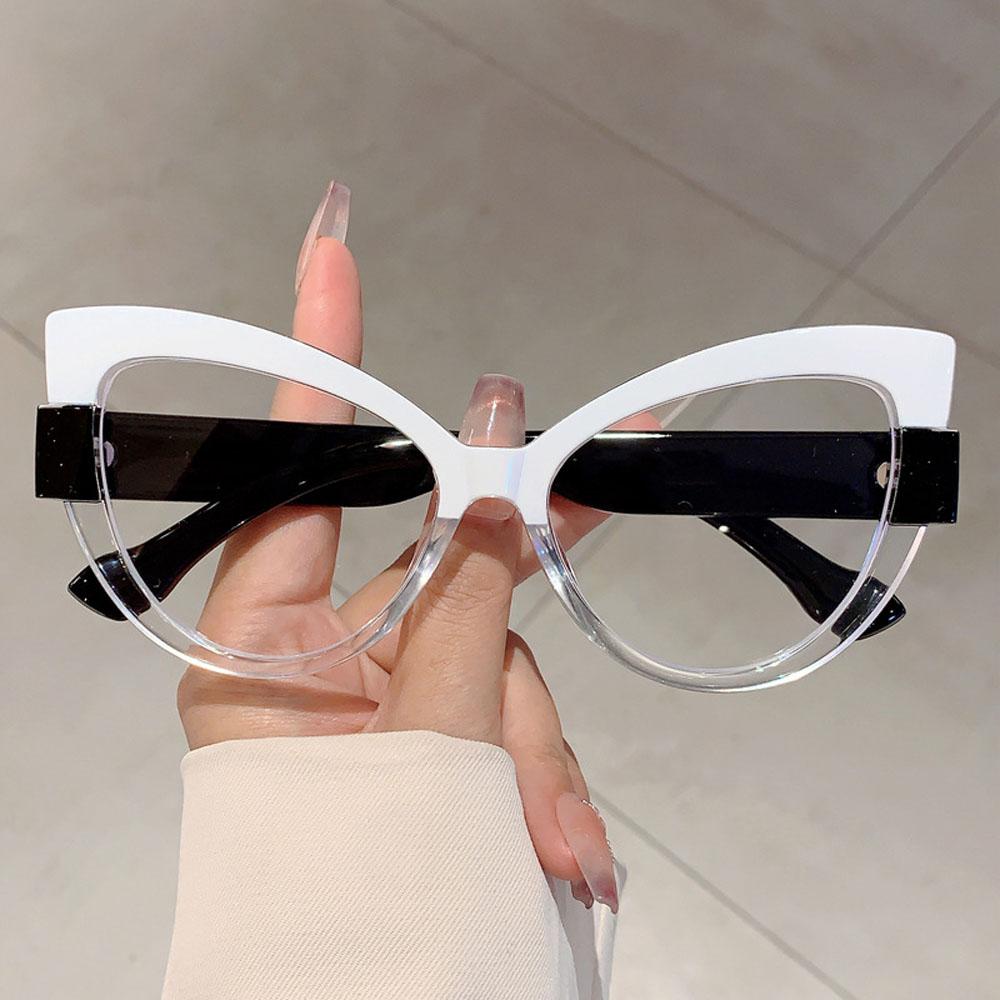 2026 Retro Cat Eye Glasses Frames Women Vintage Big Frame Computer Optical Eyeglasses Clear Lens Fashion Lady Spectacles