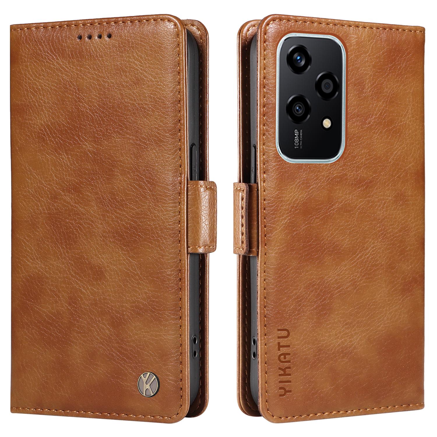 

YIKATU YK-007 For Honor 200 Lite Case Litchi Texture Magnetic Clasp Phone Cover Brown