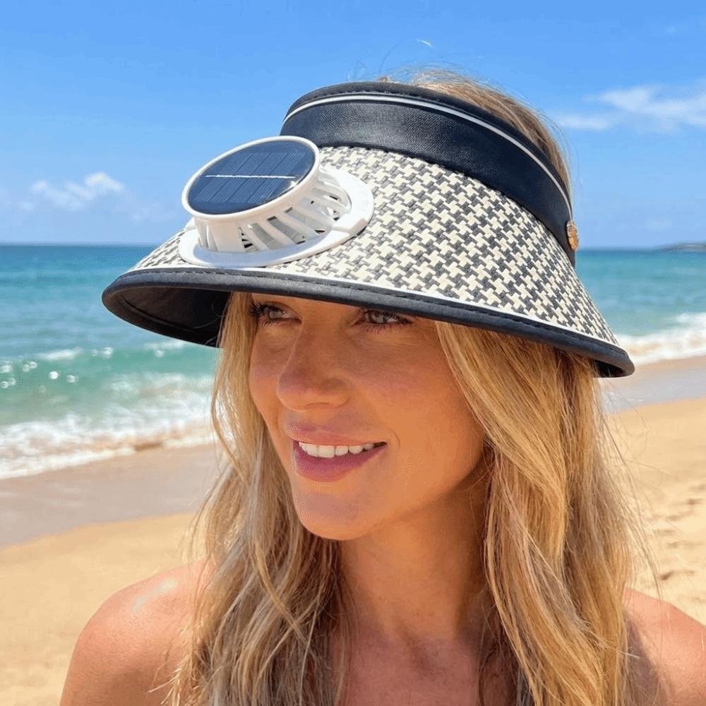 Breathable Solar Fan Hat Folding Cooling Sunshade Hat Comfortable To Wear Sun Hat with Fan  Hiking