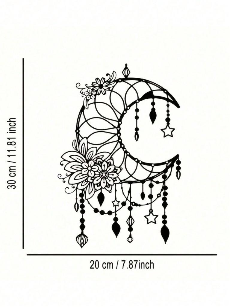 Gothic Celestial Moon Wall Art, Laser-Cut Iron Decor for Boho Home & Gifts