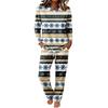 Pajama Set with Round Neck Long Sleeve Top and Wide Leg Pants for Casual Home Wear