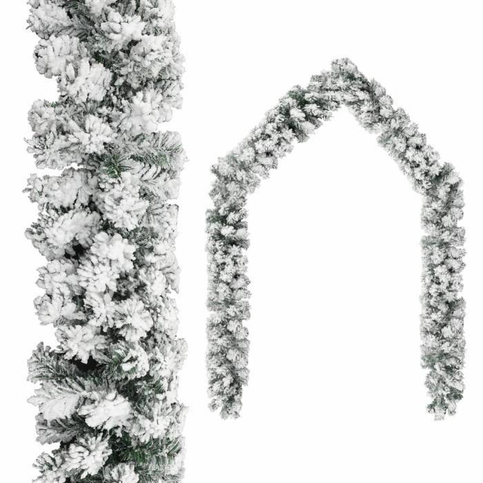 VidaXL Christmas Garland with Flocked Snow Green 10 M PVC