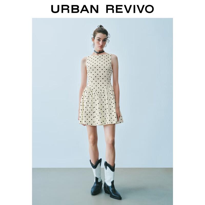 UR Women's 2025 Autumn French Polka Dot Bow Sleeveless A-Line Dress