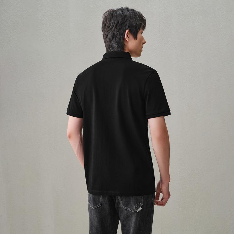 Ice sensing technology cotton cool short sleeved polo shirt moisture wicking embroidered men