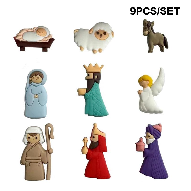 9 Stück/Set Jesus Kühlschrankmagnete DIY Zubehör Weihnachten Kühlschrankaufkleber PVC Dekorieren Sie Ihren Kühlschrank Oder Handyhülle Ohne Magnet