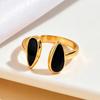 Geometric Water Drop Enamel Ring: Stainless Steel Gold-Plated Adjustable Women's Jewelry