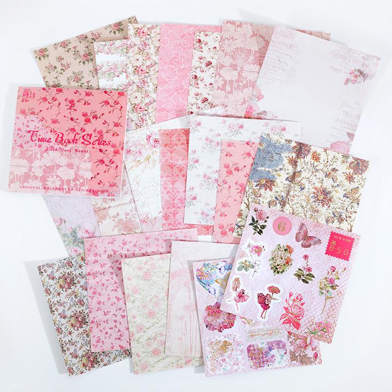 JIANWU 20Pcs Vintage Journal Background Decoration Sticker Book Literary Art Fresh DIY Scrapbooking Material Stickers Stationery