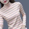 Großgröße Gestreifter Rollkragenpullover Dünnes Oberteil in Großgröße Langärmeliges Oberteil für Damen Mutter Sommer Locker und Vielseitig Unterziehshirt