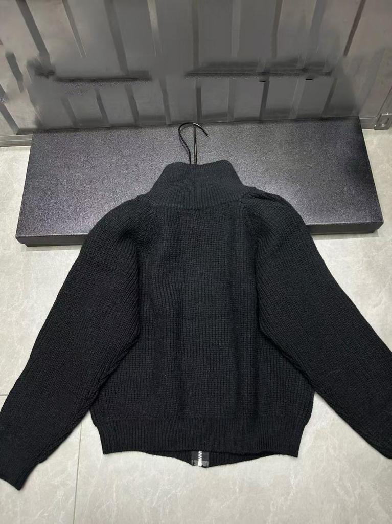 Miu Style Embroidered Stand Collar Knit Cardigan - Versatile Lazy Fit