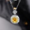Double Layer Square Multicolor Halo Pendant with Paved Top Charm Women Cable Chain Clavicle Necklace