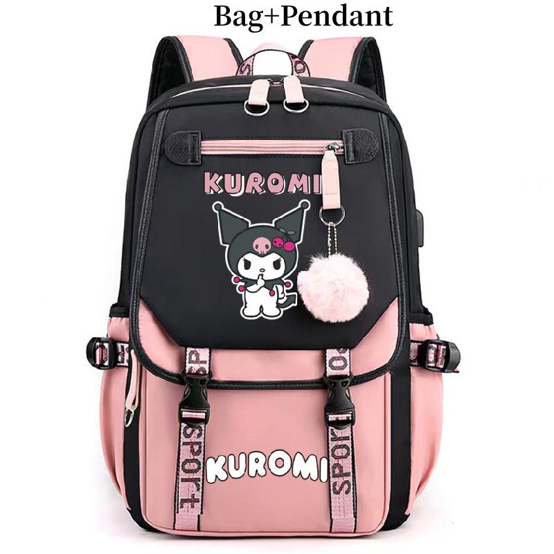 Kuromi Student Backpack With Usb Charging Port For Casual Travel And School Use