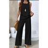 Women's Loose Fit Two Piece Outfit Sleeveless Tank Top High Waist Wide Leg Pants Set With 3D Abstract Print For Casual Summer Daily Wear