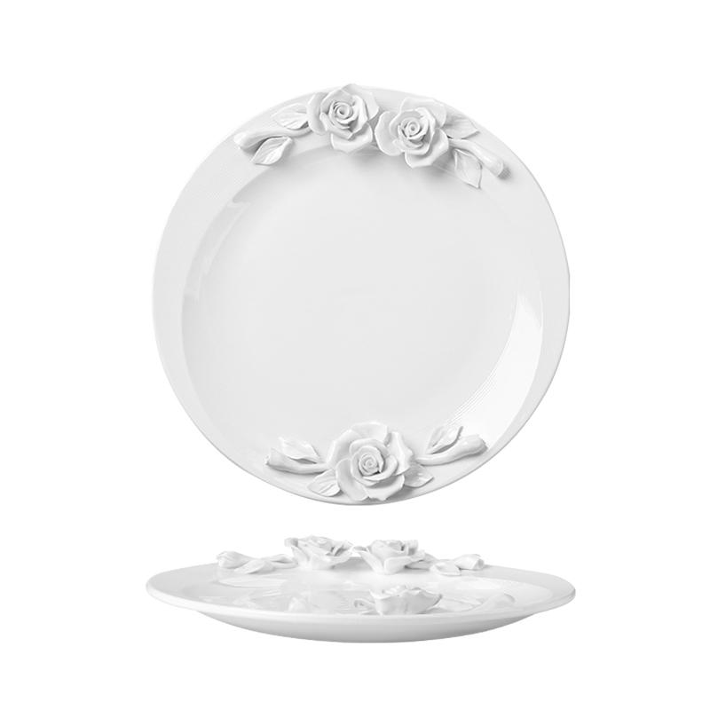 

Креативный рельеф Изысканная керамическая тарелка Послеобеденный чай Десерт Фрукты Тарелка на высокой ножке Французский стиль Вечеринка Уникальные обеденные тарелки