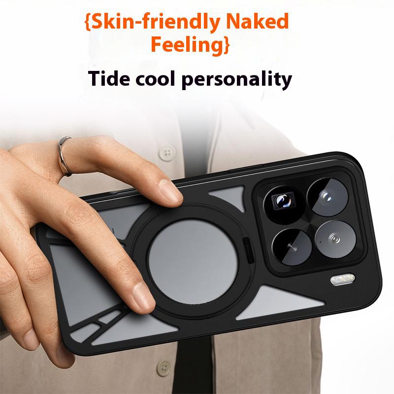 For Xiaomi 15 Pro Case Magnetic Kickstand Hollow Heat Dissipation Silicone+PC+Metal Bumper Phone Cover