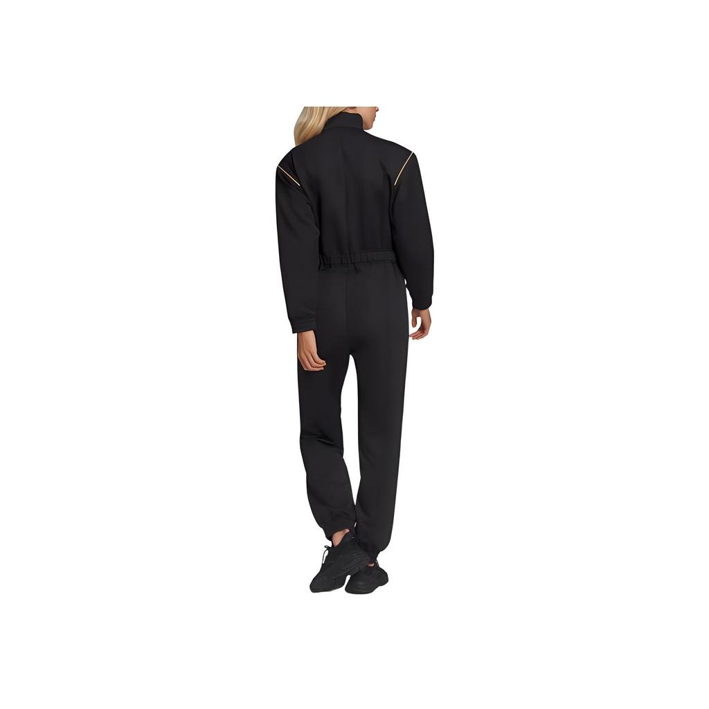 Adidas Originals Solid Color Zip Collar Long Sleeve Jumpsuit Women Jumpsuit Black HG6682