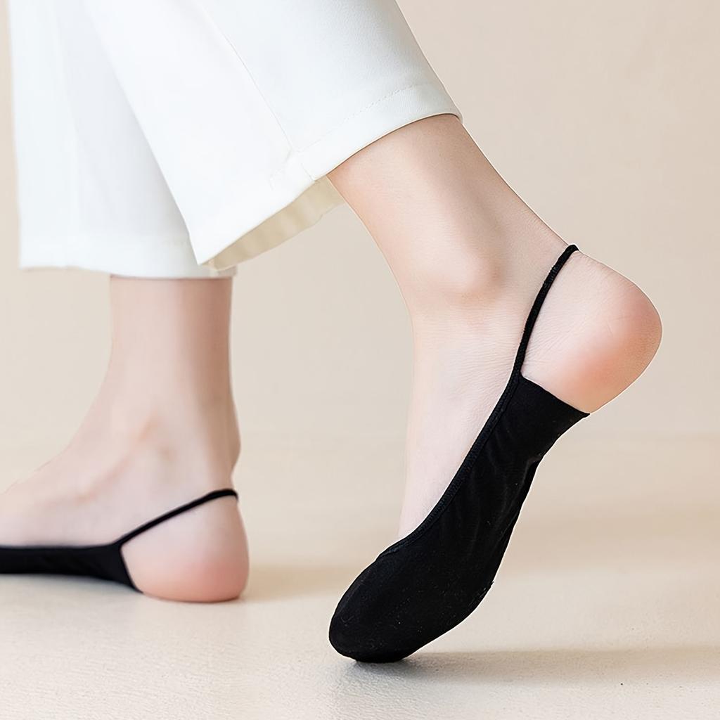 5 Pairs Women Invisible Boat Socks, summer thin shallow mouth design. Anti-slip half sole, heel drop-proof, comfortable socks