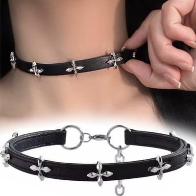 Schwarze PU-Leder Choker-Halskette Für Damen Herren Cool Punk Gothic Nieten Biker Choker PU-Leder Halsband Mit Nieten Rock-Halskette
