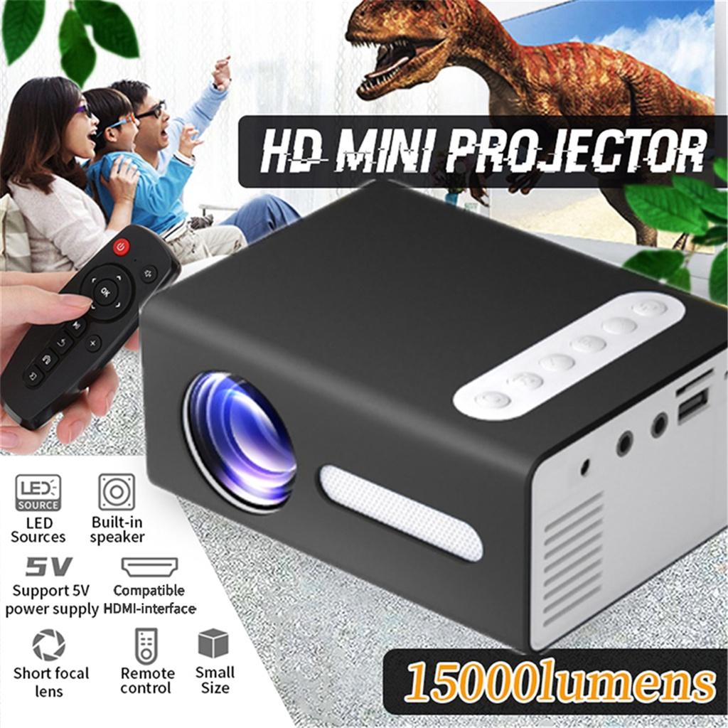 12V-2A T300 1920*1080 LED Mini Portable Projector 240x320 AV USB Audio Projector 3D Home Cinema Media Video Player Built-in Speaker 20W