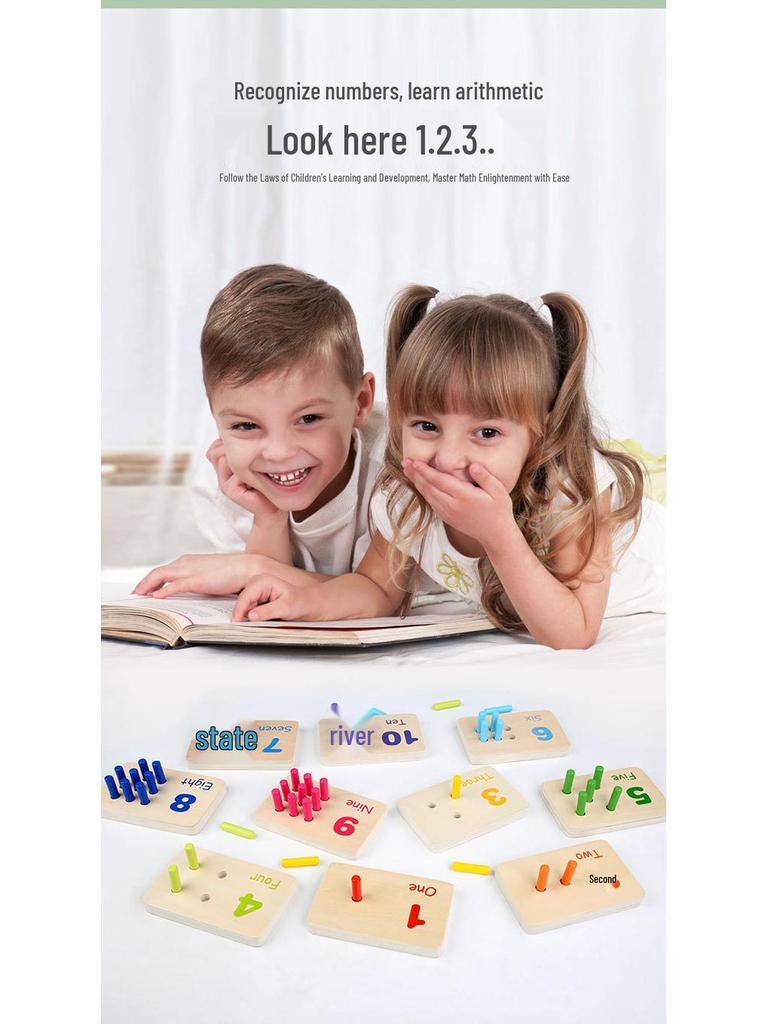 Montessori Sensory Math Learning Sticks & Color Matching Board