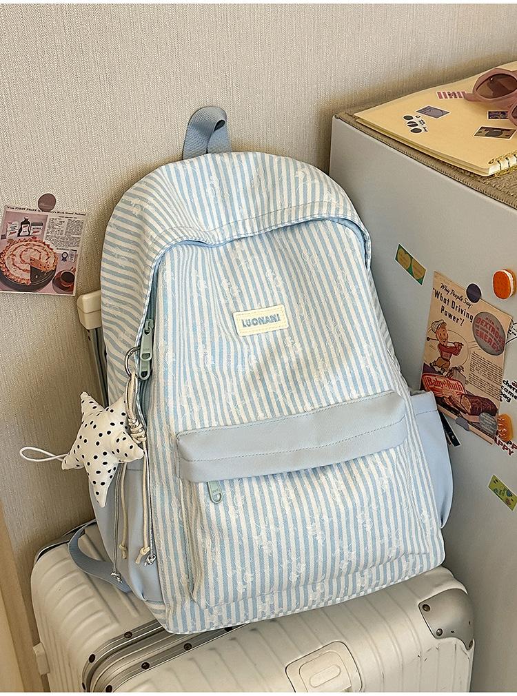 Schoolbag new striped spring outing high value soft girl cute middle school student backpack small fresh backpack