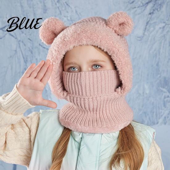 Soft Polyester Winter Thermal Plush Warmer for with Neck Hat Knitted Kids Adults Lined Fleece