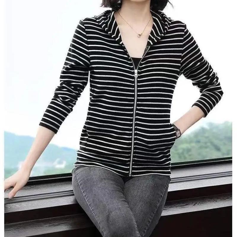 Coats for Women Winter Stripes Oversize Hooded Jacket Loose Casual Coat Top