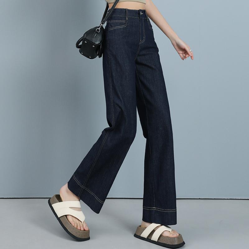 DIMANAF 2025 Spring Plus Size Jeans Long Harem Pants Women Casual High Waist Elastic Basic Straight Trousers Maxi