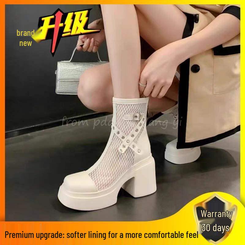 Damen Vielseitige Ausgeschnittene Mesh Martin Stiefel: Atmungsaktive Frühling/Sommer Knöchelriemen Sandalen 2025