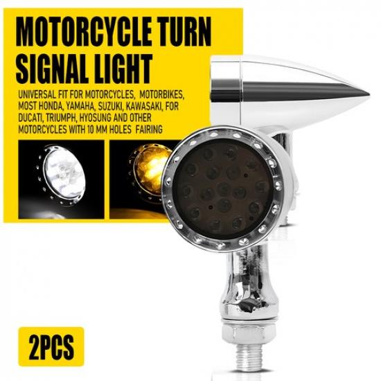 

Turn Signal Running Light Chrome Universal For Motorcycle with 10mm Hole Fairing