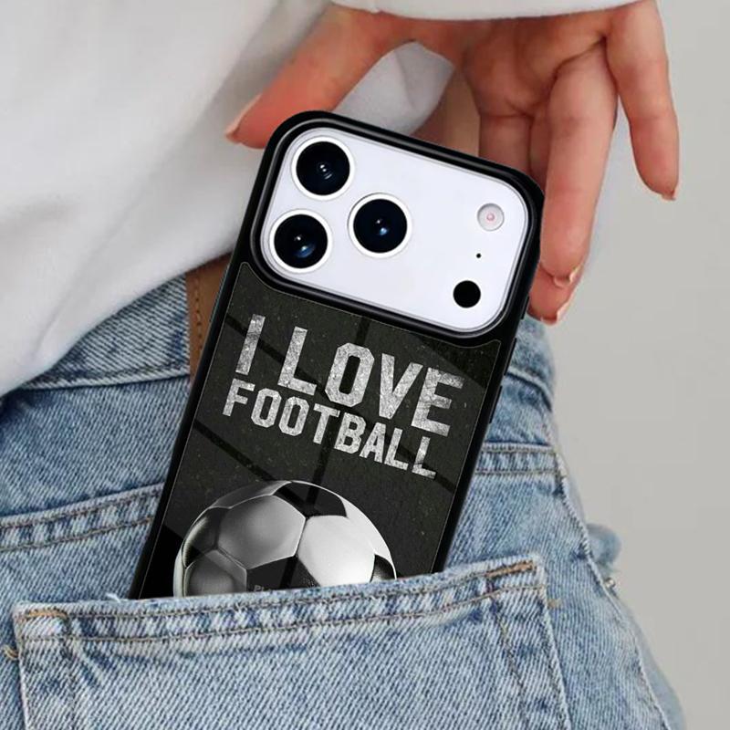 Fire Football Soccer Ball Phone Case for iPhone 16e 15 14 13 12 17 Pro Max Plus Air 17pro Cover Coque