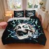 3pcs Death Metal Skull with Electric Lightning - Anime Cartoon Design Bedding Set, Includes One Quilt Cover and Two Pillowcases (No Core), P