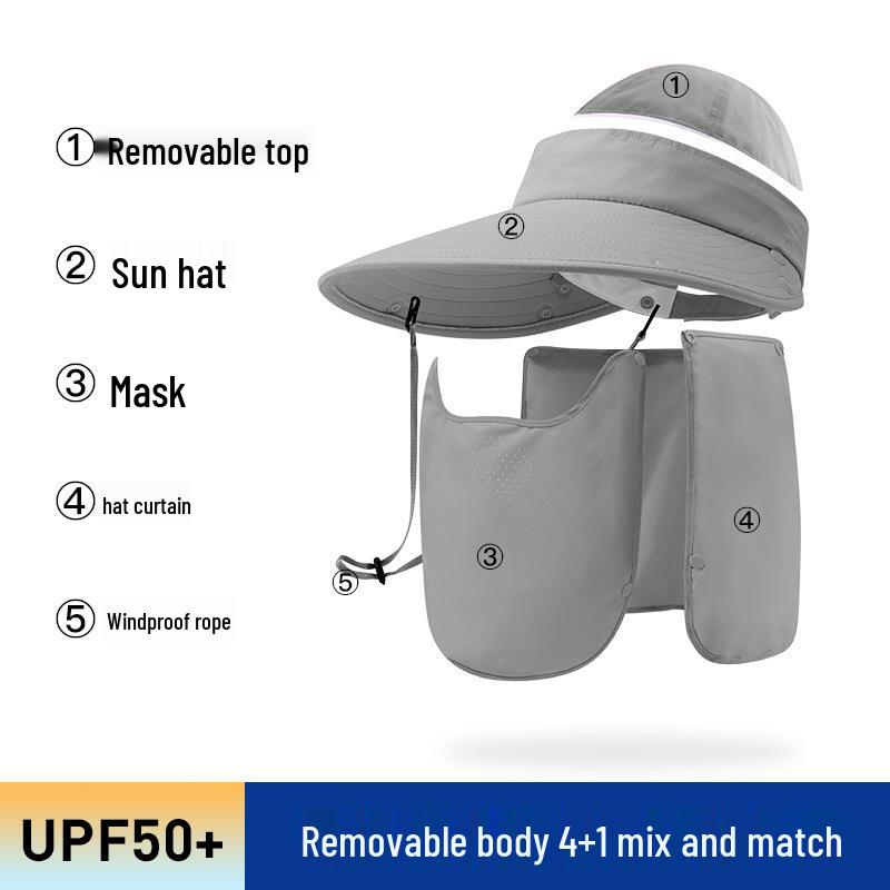 Unisex Summer Fishing Hat with Large Brim and Detachable Top