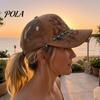 Chapéu de Baseball estilo Cowgirl Boho, Respirável em Camurça com Parte Traseira em Tela, Ajustável com Fivela Estilo Sudoeste, Cowboy Floral para Shows Country Rodeios
