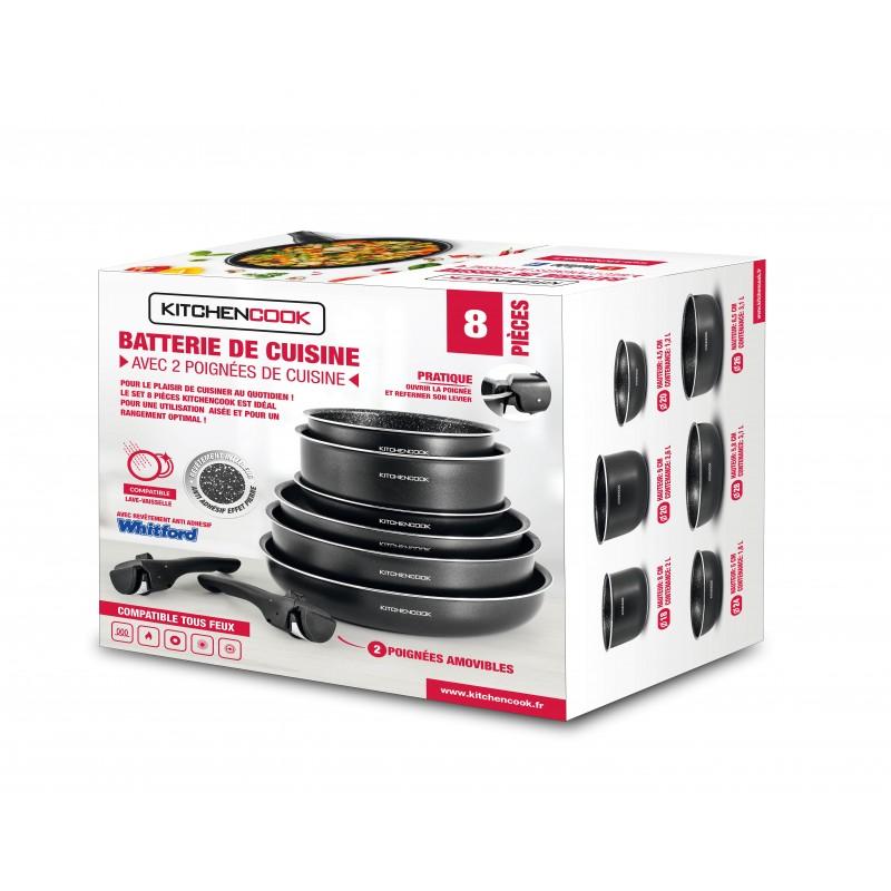 Batterie De Cuisine 8 Pcs Tfi Flex8 Kitchencook Avec Poignée Amovible