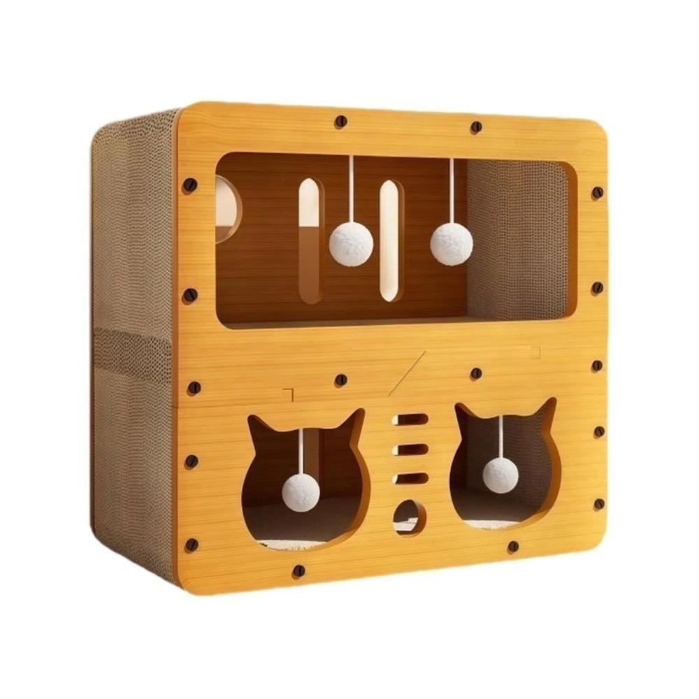 

Integrated Cat Scratcher House Wear-Resistant Scratch Board Cat Scratching Column with Teasing Ball Double-layer Cat House