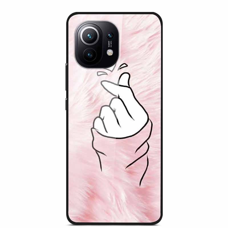 Glass Back Cover For Xiaomi 11 Lite 5G NE Case Soft Edge Hard Tempered Glass Case For Xiaomi Mi 11 Lite 5G NE Phone Case Coque