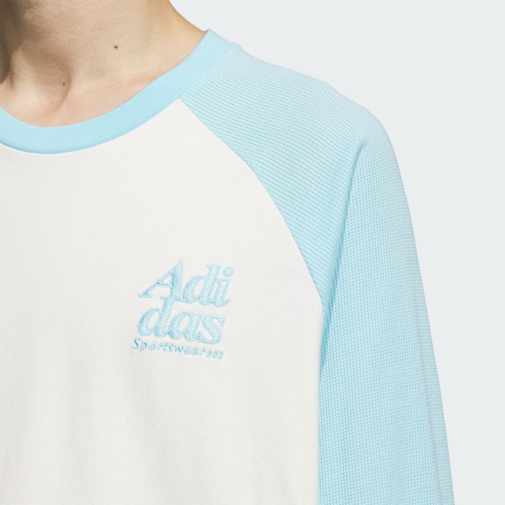 Adidas Small Logo Embroidered Color Block Long Sleeve Sports Casual Tee Men Tops Prayer-Blue JI9826