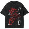 Japanese Shadows Hedgehog Washed T-Shirt Womens Y2K Retro Cotton T-Shirts Summer O-Neck Fashion Tees Printed Oversized Tops