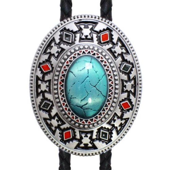 Western Native American Style Stone Pattern Loop Tie Necklace Polar Tie prt0085 [Bowties.jp]